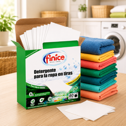 Detergente para la ropa en tiras biodegradable y sin plástico