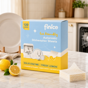 Detergente lavavajillas ecológico en tiras biodegradable y sin plástico