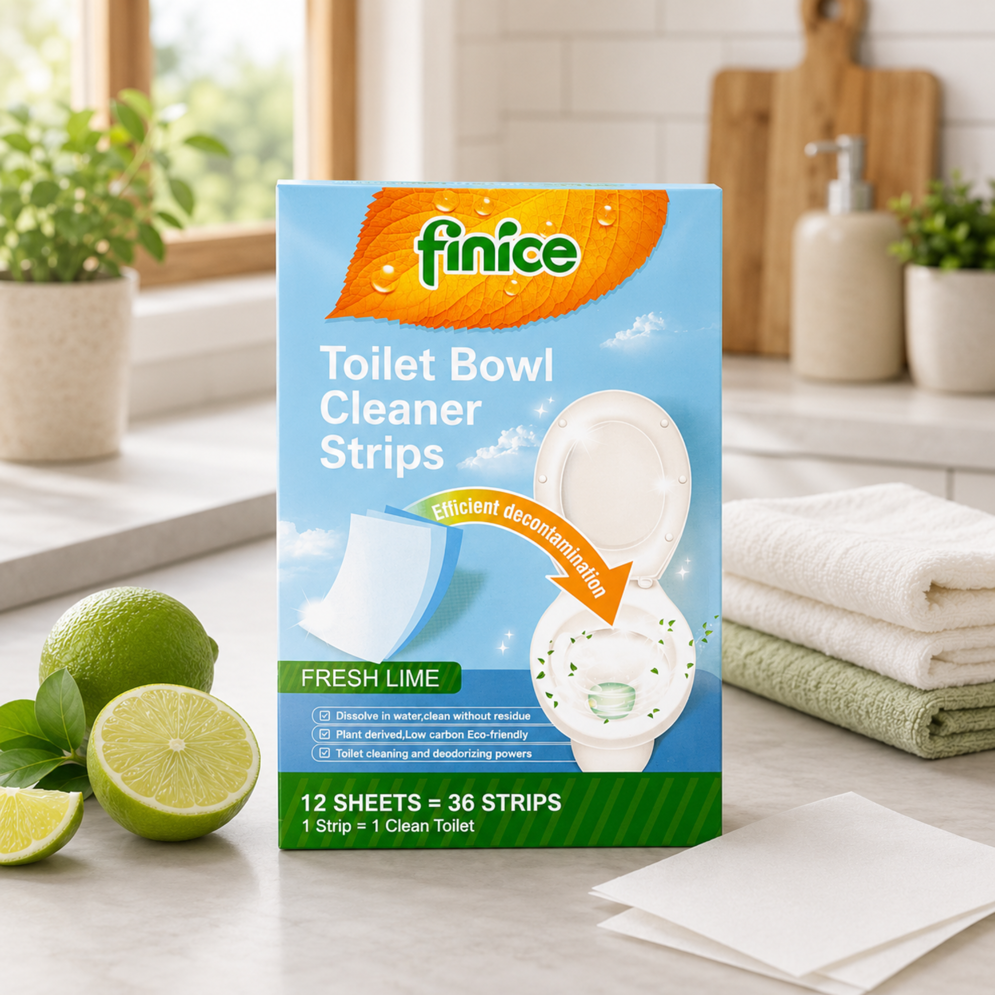 VAMZ | Limpiador para baño en tiras biodegradables Limpiador ecológico para baño en tiras biodegradable y sin plástico