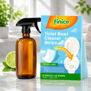 Limpiador ecológico para baño en tiras biodegradable y sin plástico con pulverizador de vidrio reutilizable