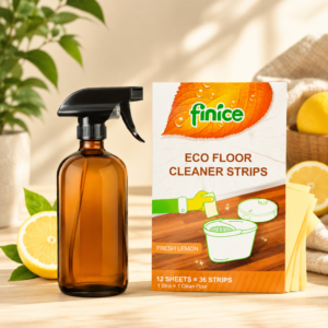 Friegasuelos ecológico en tiras biodegradable y sin plástico con pulverizador de vidrio reutilizable