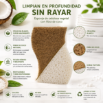 Esponja de celulosa blanca con fibra reciclada y fibra de coco