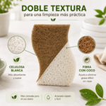 Esponja de celulosa blanca con fibra reciclada y fibra de coco