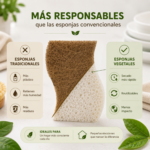 Esponja de celulosa blanca con fibra reciclada y fibra de coco