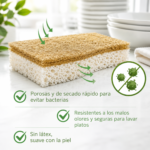 Esponja de celulosa blanca con fibra reciclada y fibra de coco