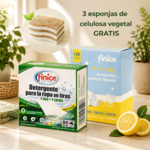 Pack de 120 cargas para lavavajillas y detergente para la ropa 80 lavados.